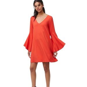 LOFT Bell Sleeve V-Neck Swing Mini Dress